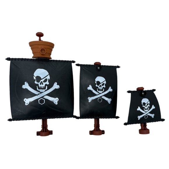 Matchbox Other - Matchbox Mega Rig Pirate Ship Replacement Sails Masts Set With Crows Nest 2009